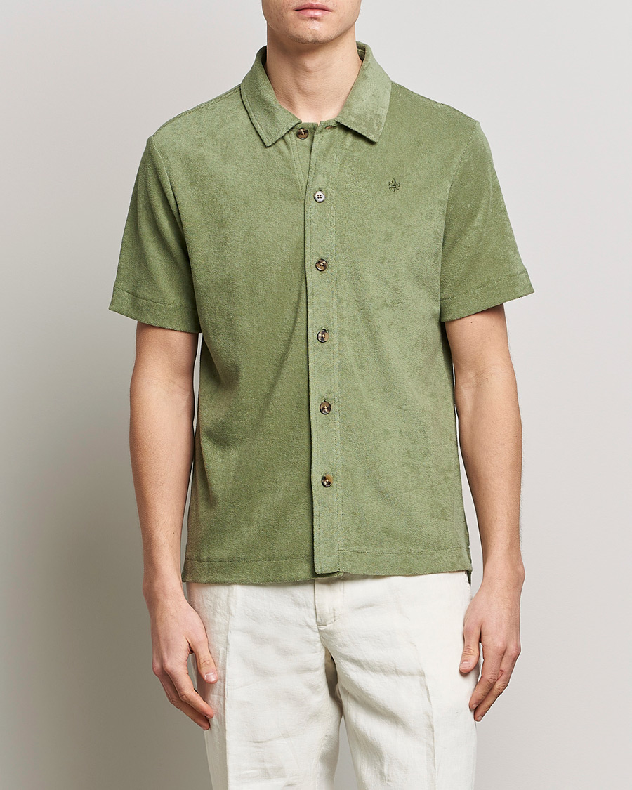 Uomini | Camicie | Morris | Hunter Terry Short Sleeve Shirt Sage Green