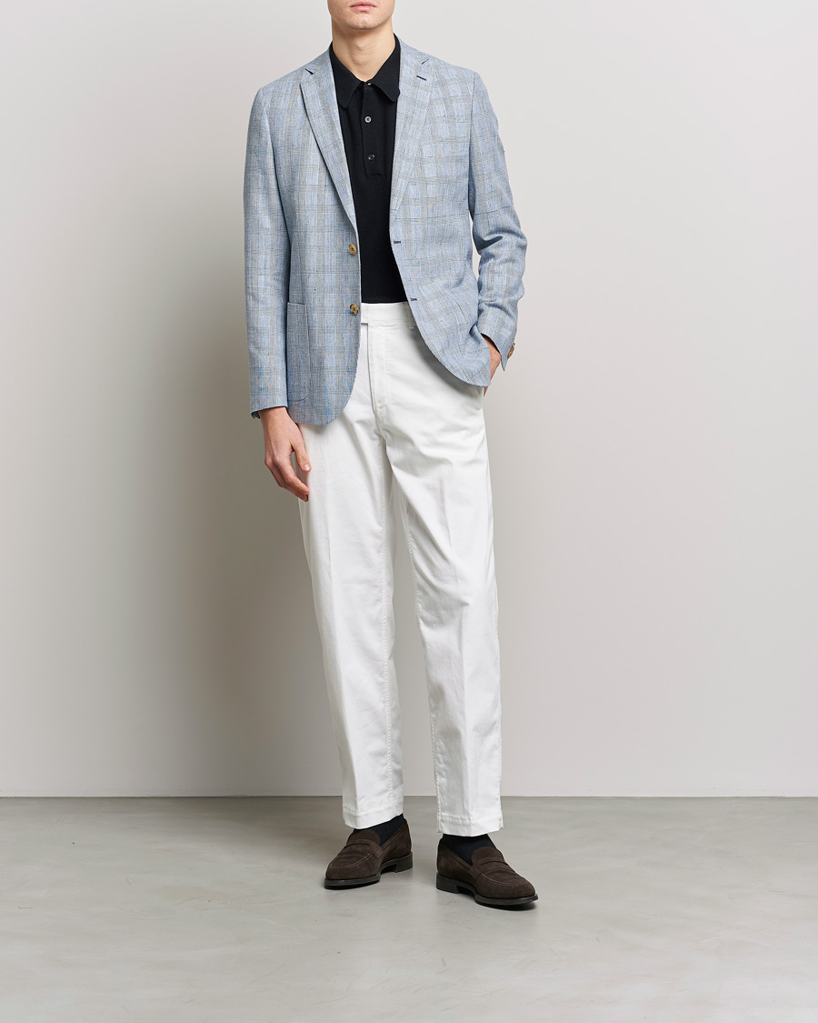 Uomini | Blazers | Morris | Archie Glencheck Cotton Blazer Blue