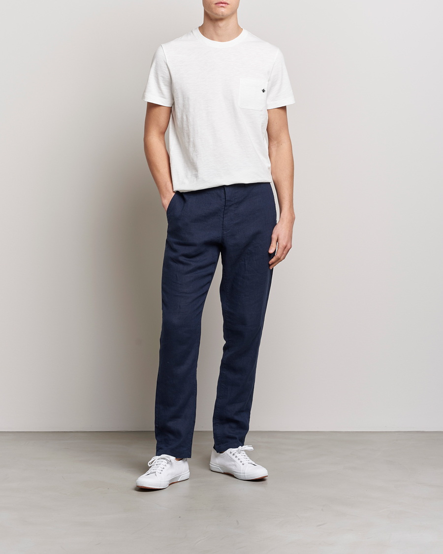 Uomini | T-shirt | Morris | Lily Slub Pocket Crew Neck Tee White