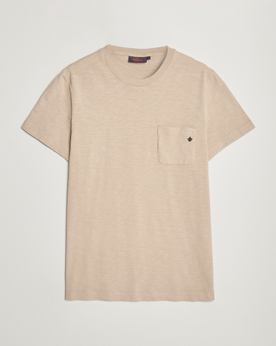 Uomini | T-shirt | Morris | Lily Slub Pocket Crew Neck Tee Beige