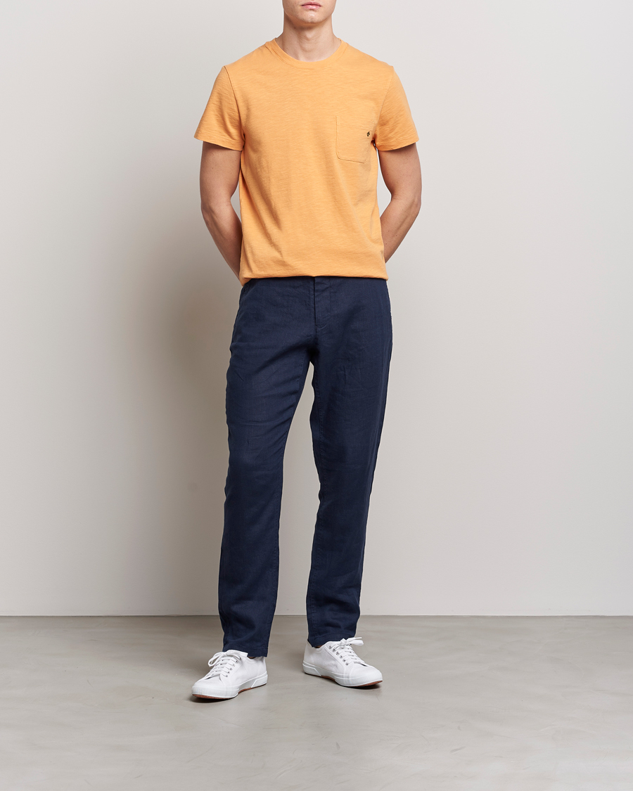 Uomini | T-shirt | Morris | Lily Slub Pocket Crew Neck Tee Orange