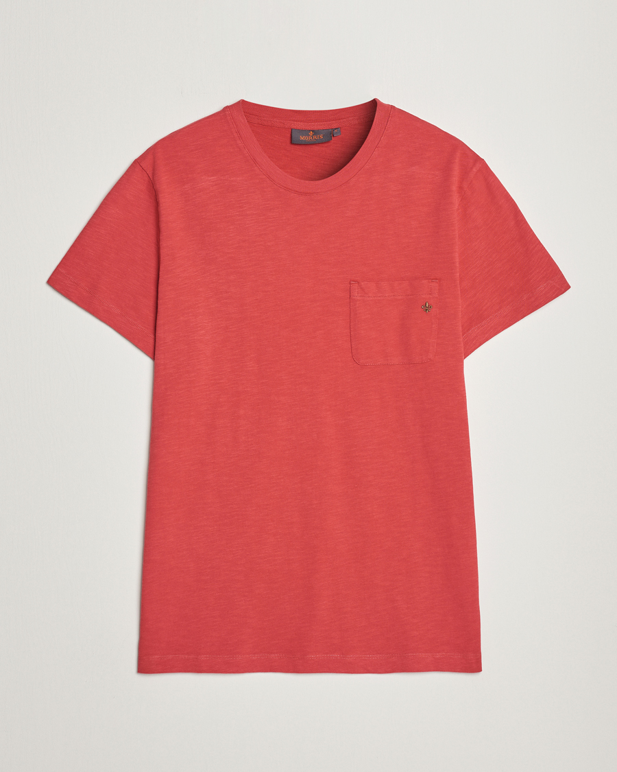 Uomini | T-shirt | Morris | Lily Slub Pocket Crew Neck Tee Red