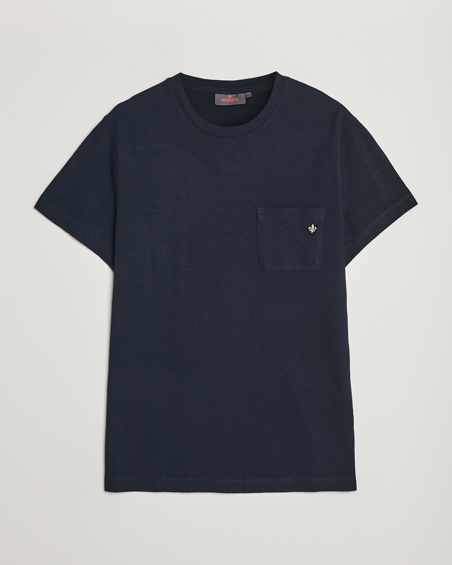Uomini | T-shirt | Morris | Lily Slub Pocket Crew Neck Tee Navy