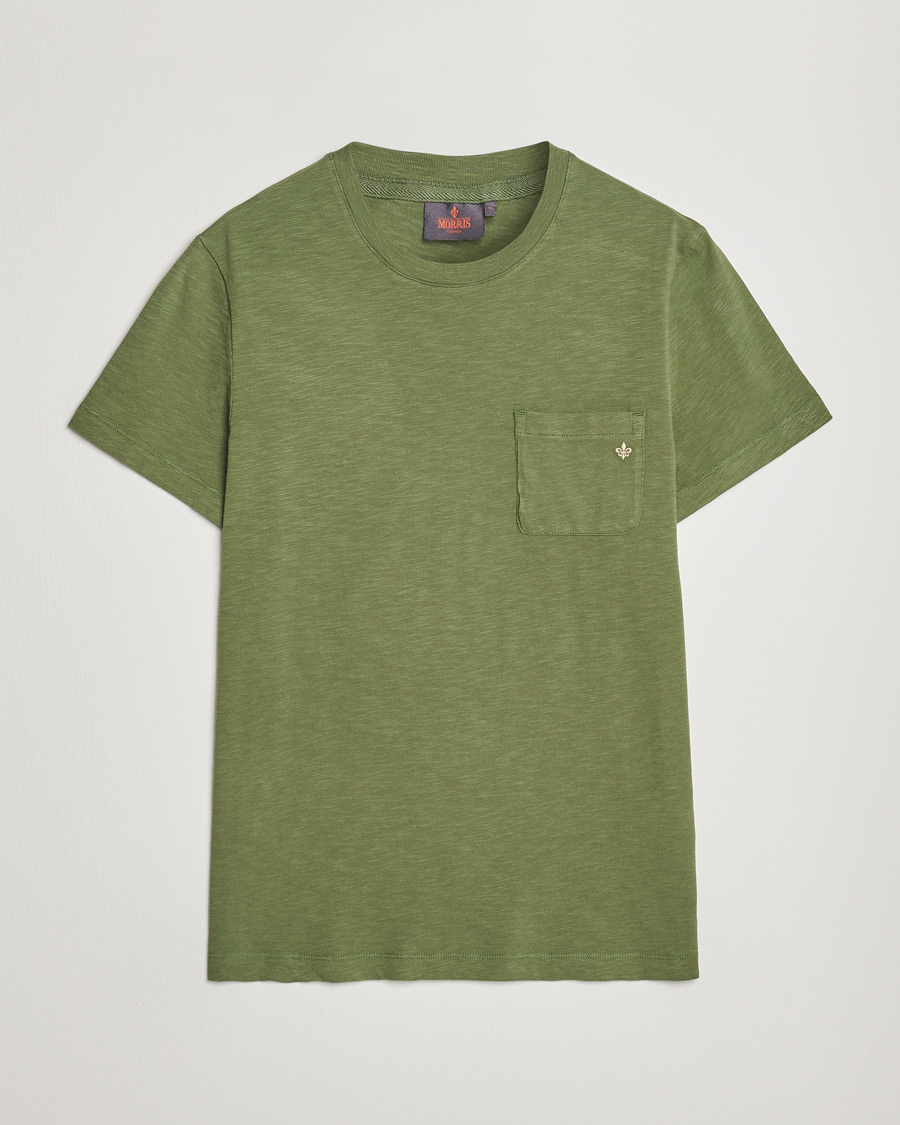 Uomini | T-shirt | Morris | Lily Slub Pocket Crew Neck Tee Olive