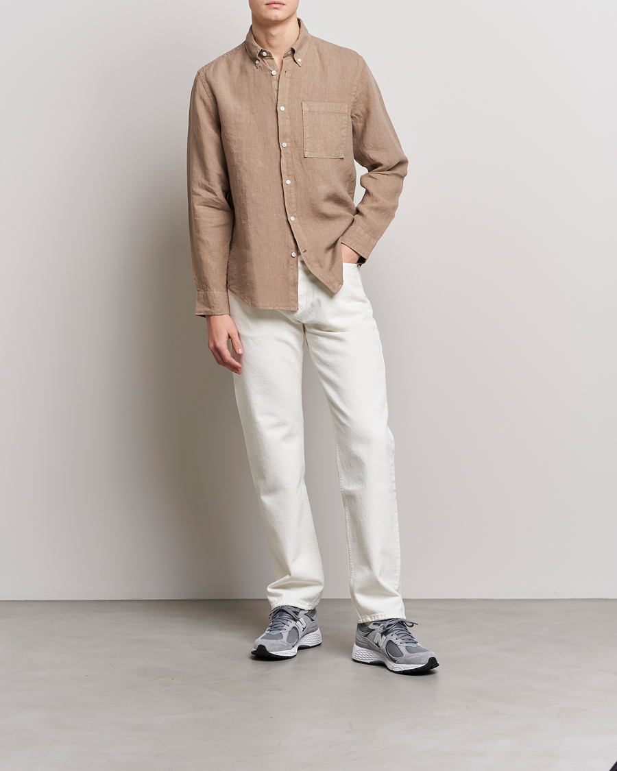 Uomini | Camicie | NN07 | Arne Linen Shirt Greige