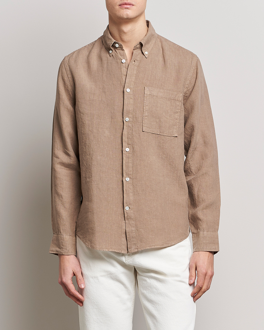 Uomini | Camicie | NN07 | Arne Linen Shirt Greige