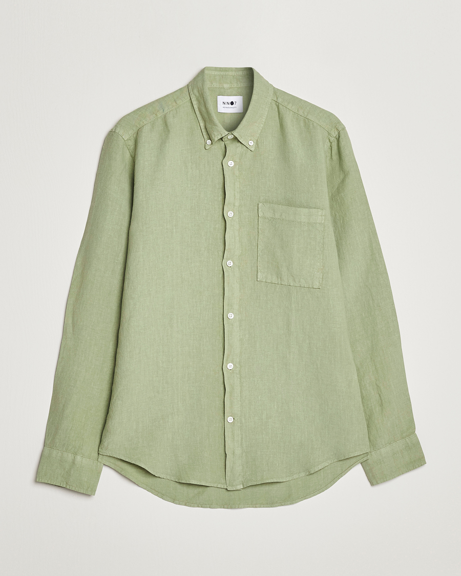 Uomini | Camicie | NN07 | Arne Linen Shirt Pale Green
