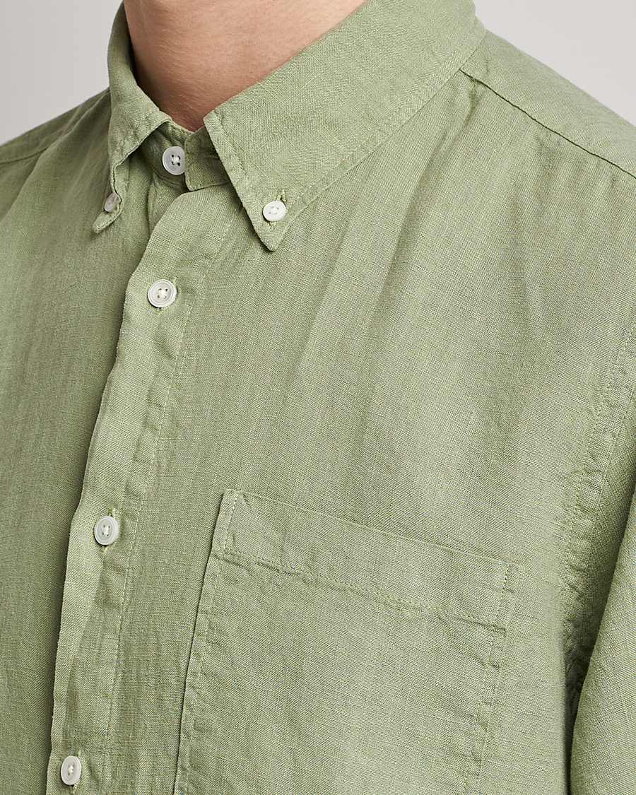 Uomini | Camicie | NN07 | Arne Linen Shirt Pale Green