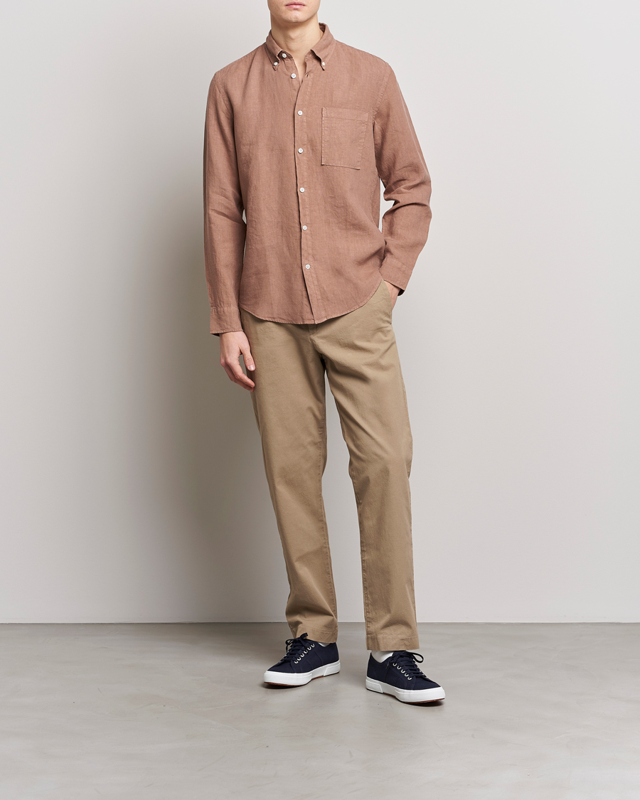 Uomini | Camicie | NN07 | Arne Linen Shirt Nougat