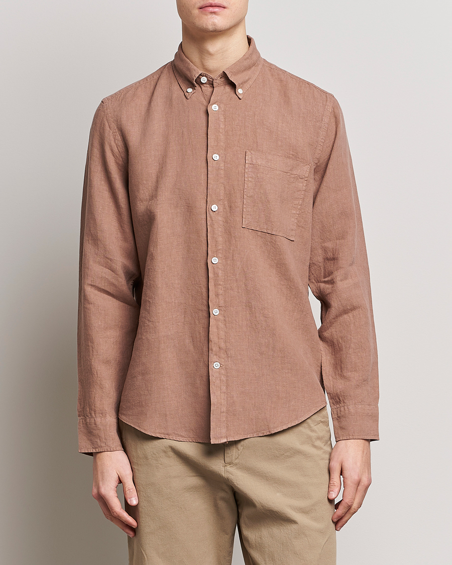 Uomini | Camicie | NN07 | Arne Linen Shirt Nougat