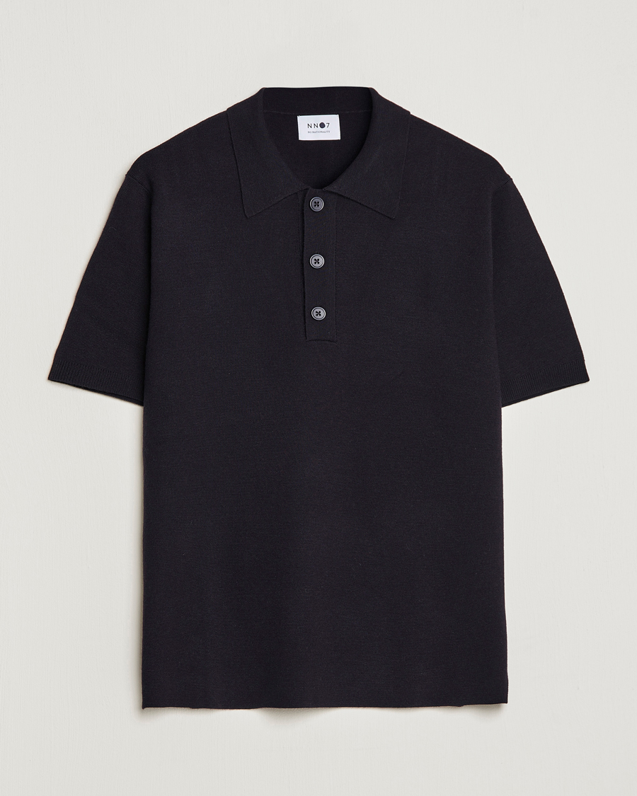 Uomini | Polo | NN07 | Harald Knitted Polo Navy Blue