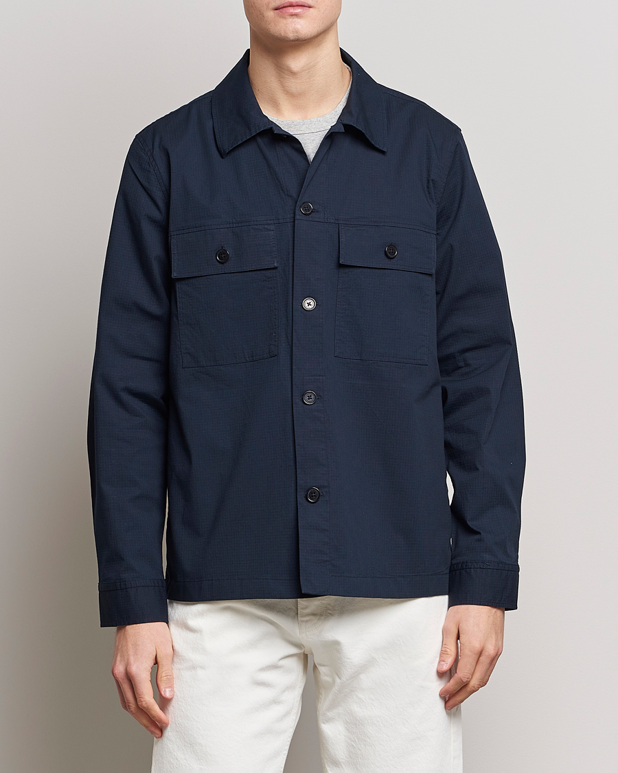 Uomini | Camicie | NN07 | Wilas Ripstop Overshirt Navy Blue