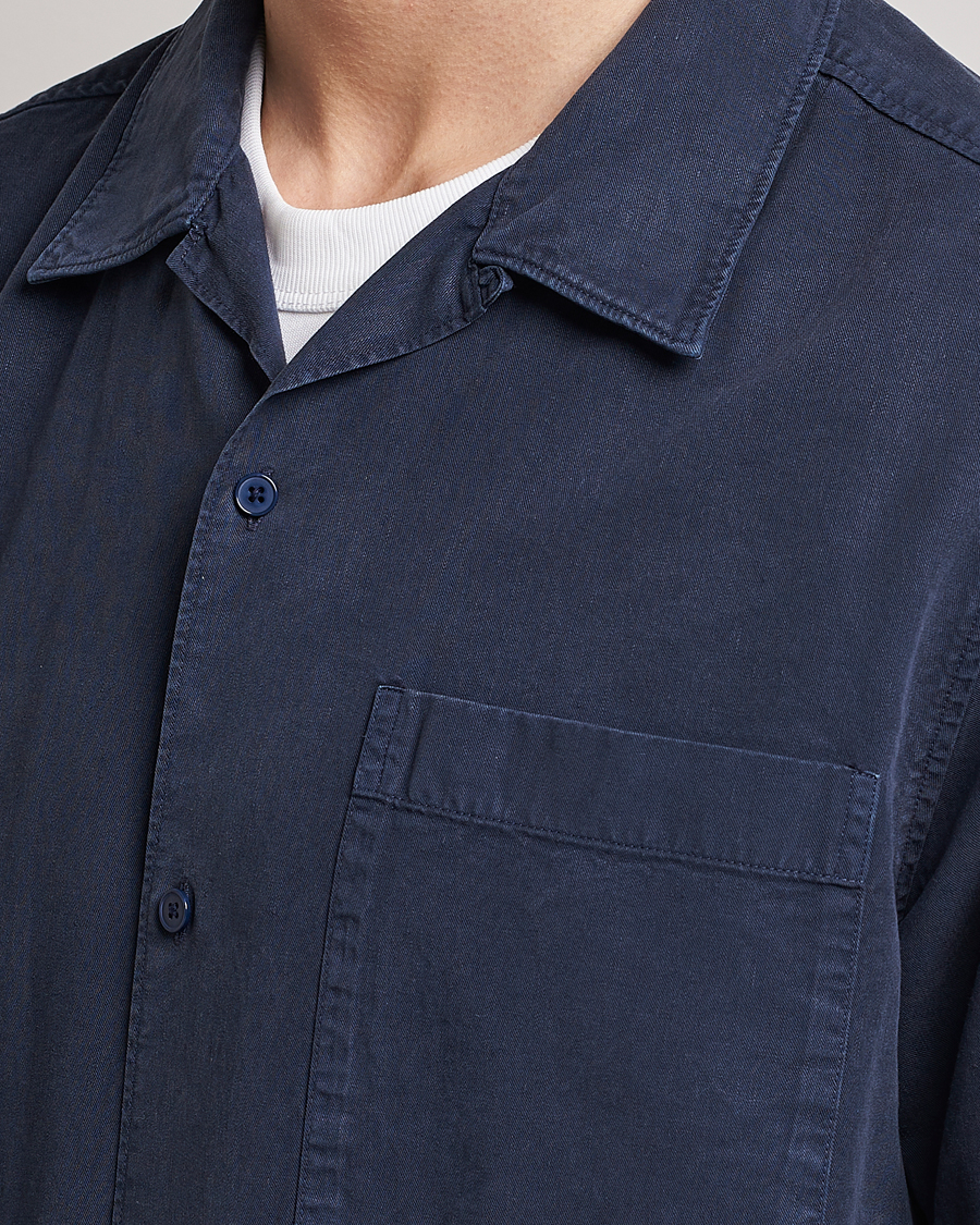 Uomini | Camicie | NN07 | Julio Tencel Resort Collar Shirt Sargasso Sea