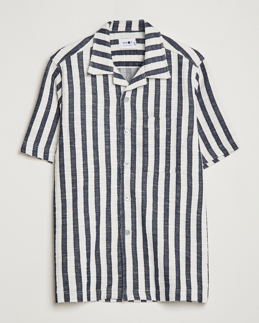 Uomini | Camicie | NN07 | Julio Striped Short Sleeve Shirt Navy/White