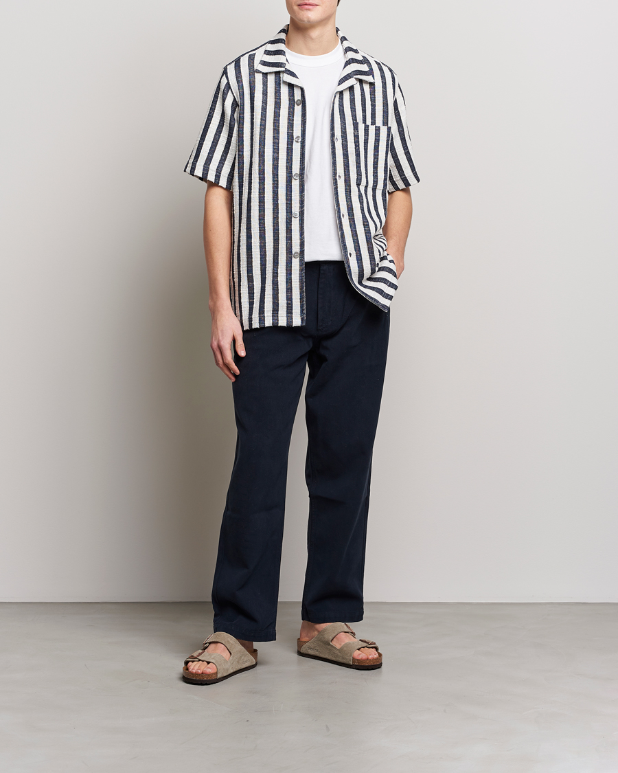 Uomini | Camicie | NN07 | Julio Striped Short Sleeve Shirt Navy/White
