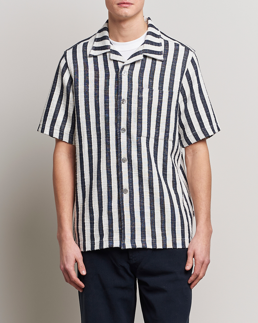 Uomini | Camicie | NN07 | Julio Striped Short Sleeve Shirt Navy/White