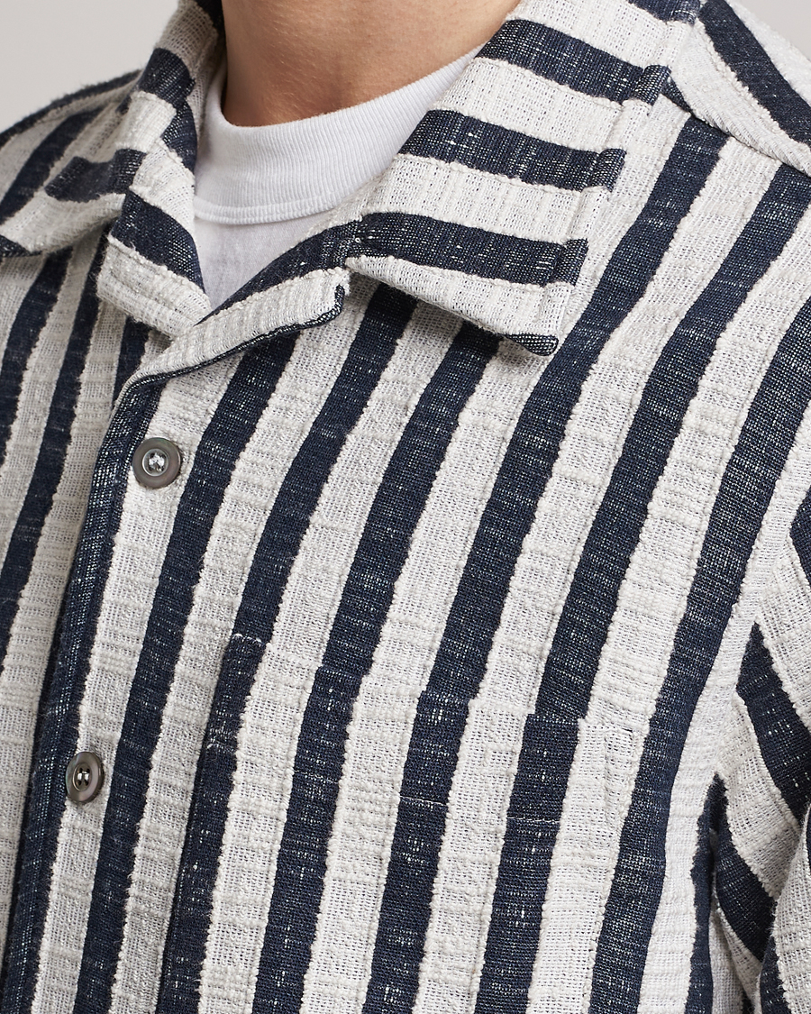 Uomini | Camicie | NN07 | Julio Striped Short Sleeve Shirt Navy/White