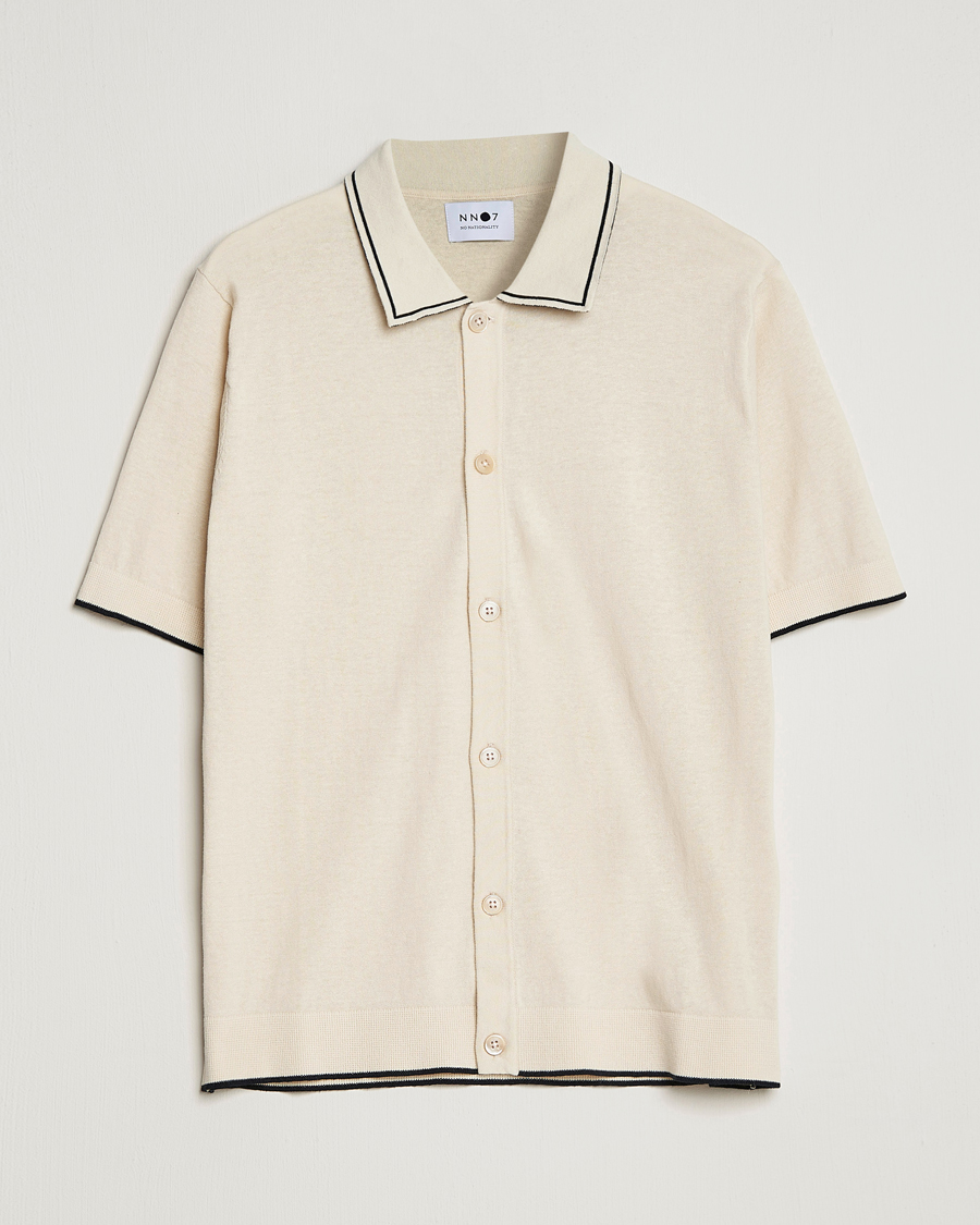 Uomini | Camicie | NN07 | Nolan Knitted Short Sleeve Shirt Ecru