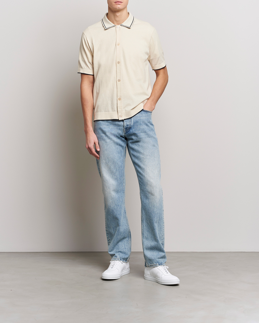 Uomini | Camicie | NN07 | Nolan Knitted Short Sleeve Shirt Ecru