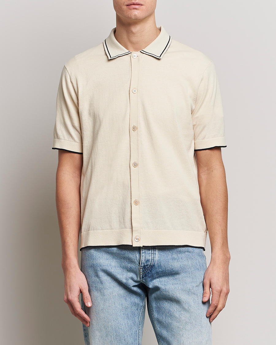 Uomini | Camicie | NN07 | Nolan Knitted Short Sleeve Shirt Ecru