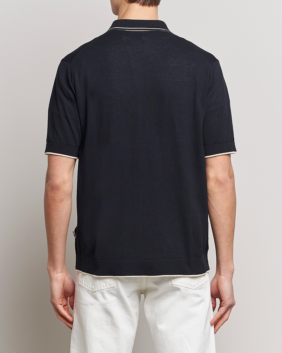 Uomini | Camicie | NN07 | Nolan Knitted Short Sleeve Shirt Navy Blue
