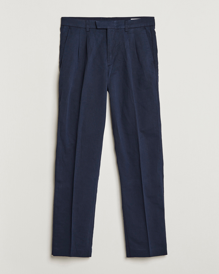 Uomini | Pantaloni | NN07 | Fritz Pleated Trousers Navy Blue