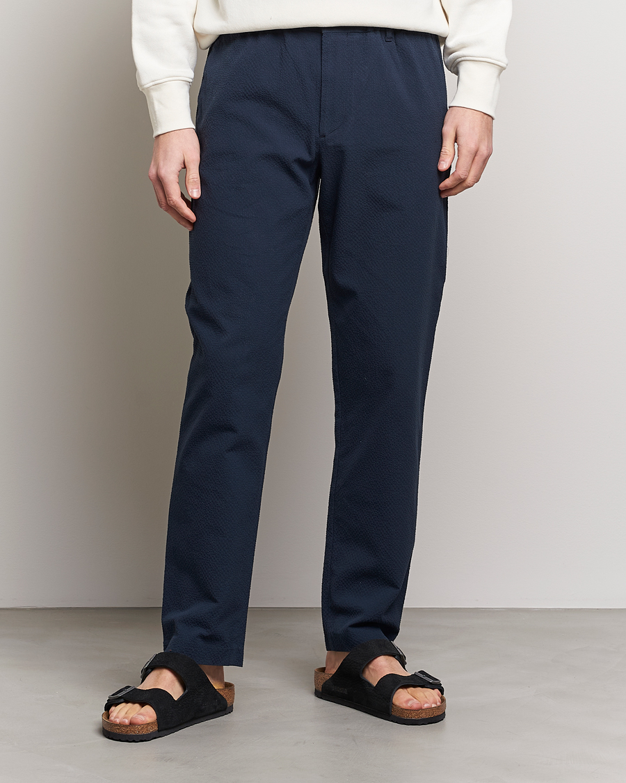 Uomini | Pantaloni | NN07 | Theodore Seersucker Pants Navy Blue