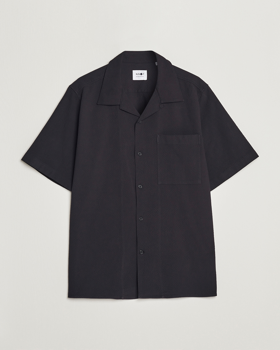 Uomini | Camicie | NN07 | Julio Seersucker Short Sleeve Shirt Black