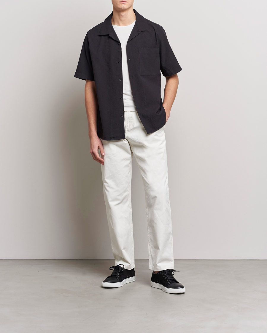 Uomini | Camicie | NN07 | Julio Seersucker Short Sleeve Shirt Black