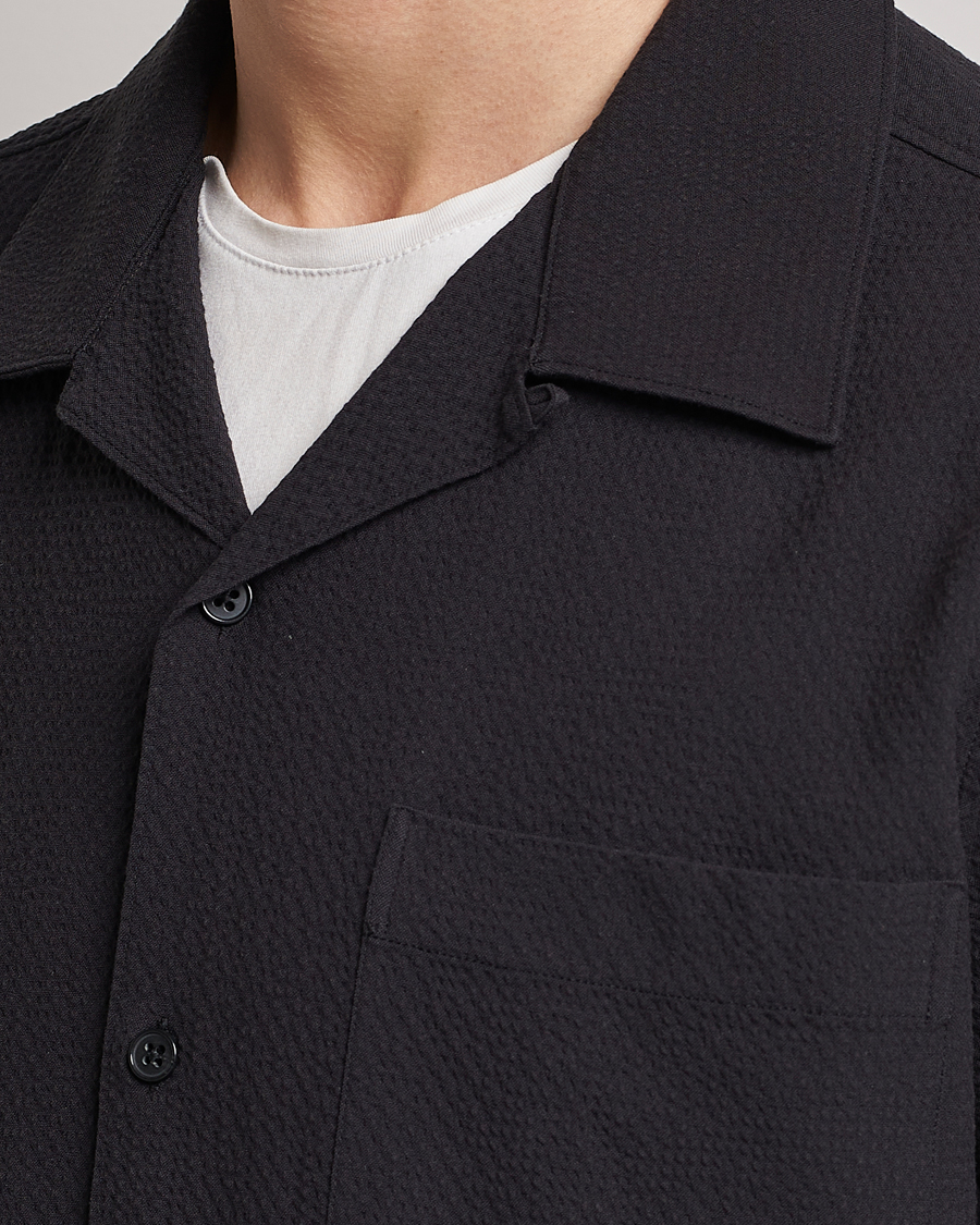 Uomini | Camicie | NN07 | Julio Seersucker Short Sleeve Shirt Black