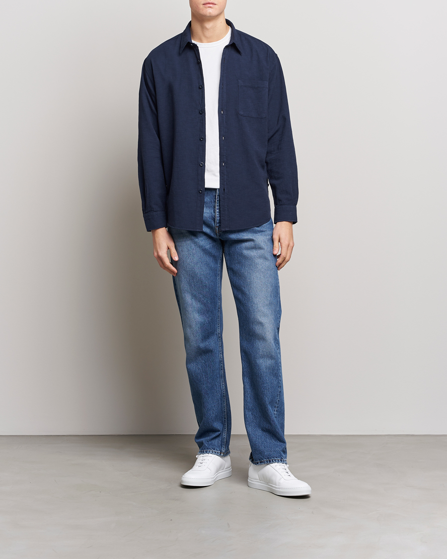 Uomini | Camicie | NN07 | Deon Jacquard Shirt Navy Blue