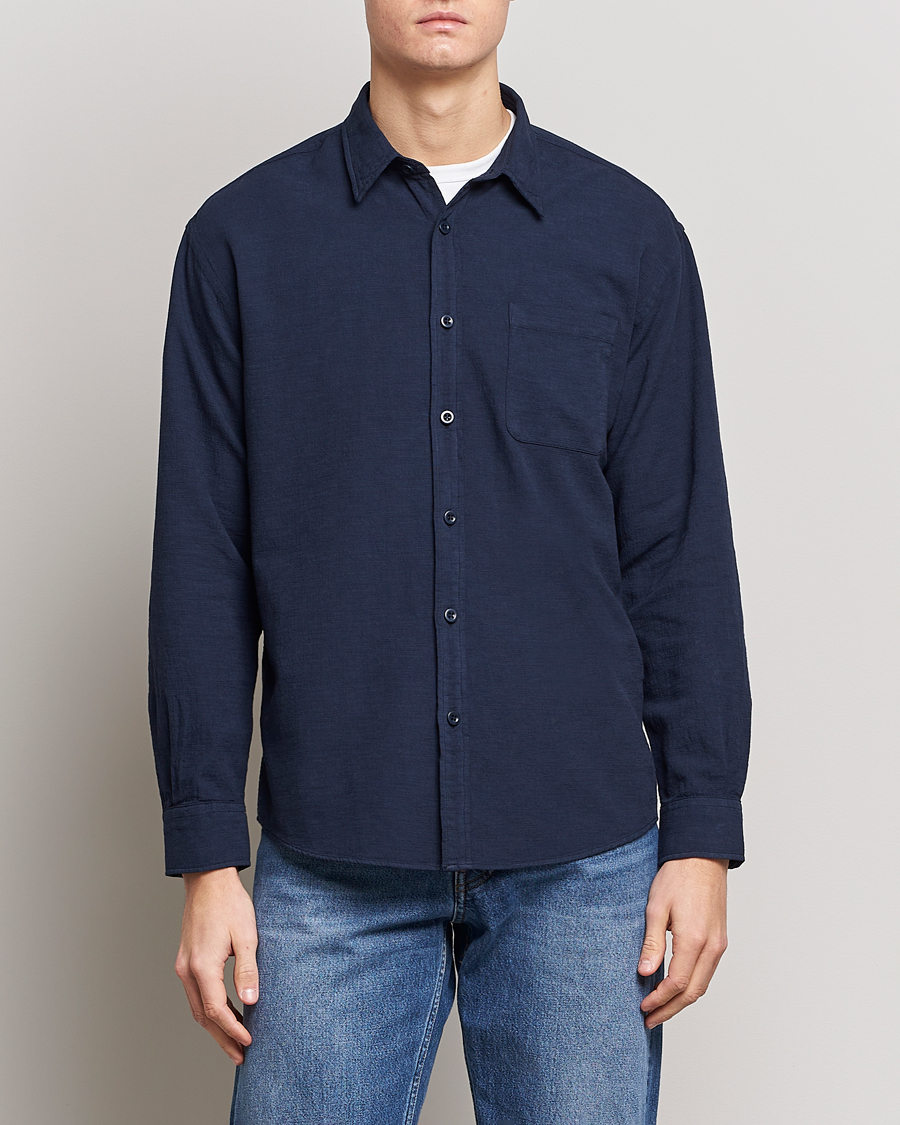 Uomini | Camicie | NN07 | Deon Jacquard Shirt Navy Blue