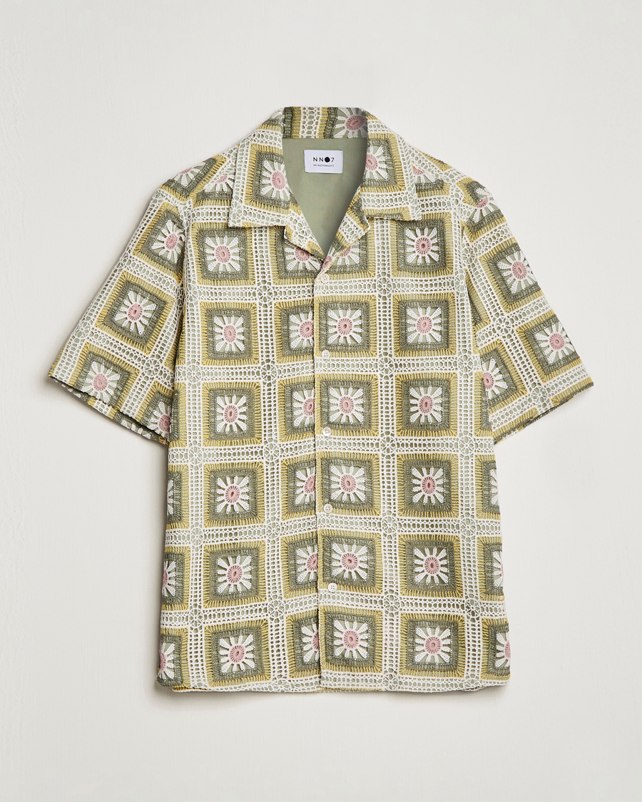 Uomini | Camicie | NN07 | Julio Flower Short Sleeve Shirt Pale Green
