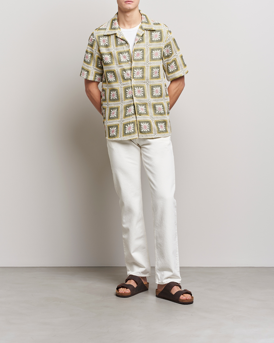 Uomini | Camicie | NN07 | Julio Flower Short Sleeve Shirt Pale Green