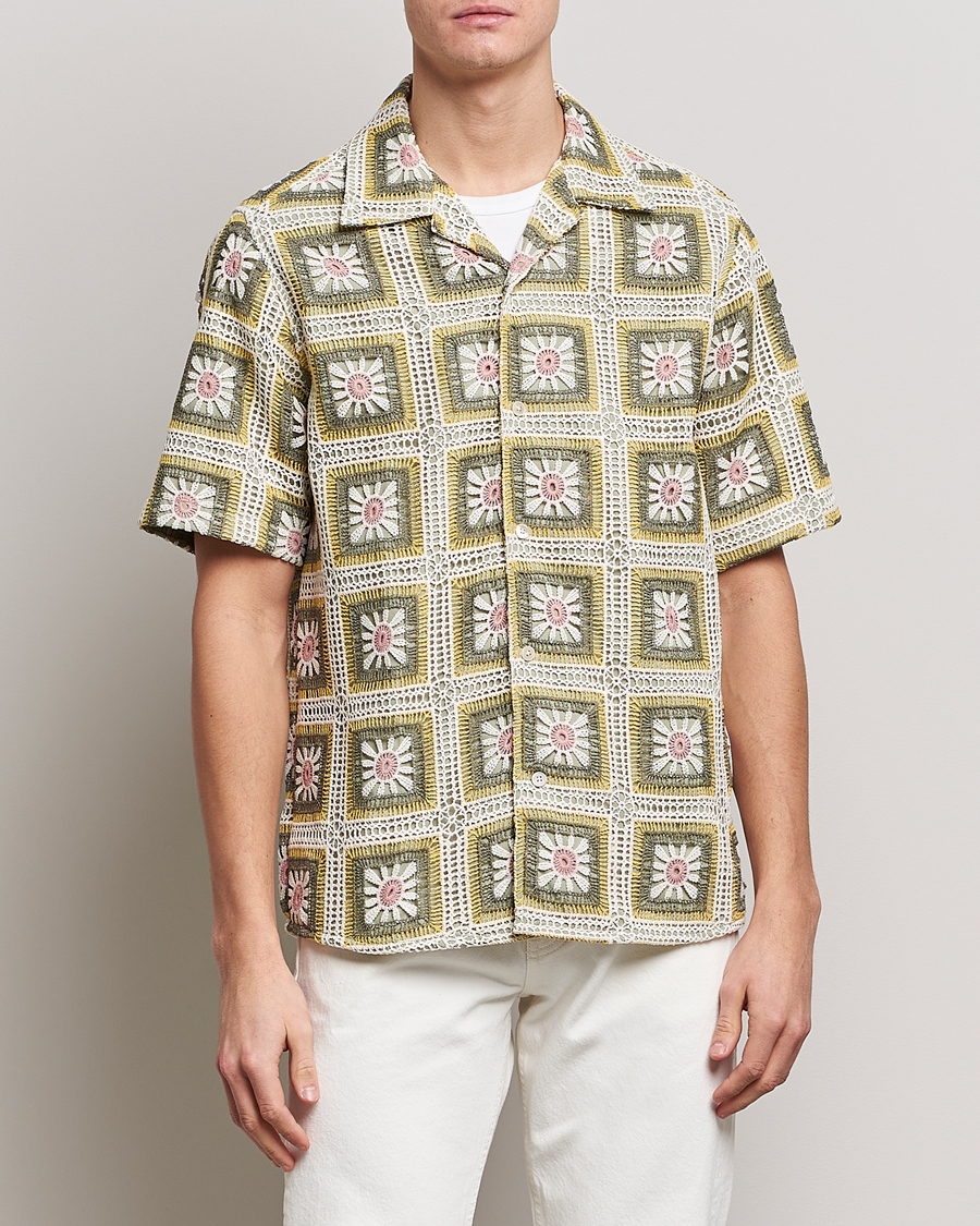 Uomini | Camicie | NN07 | Julio Flower Short Sleeve Shirt Pale Green