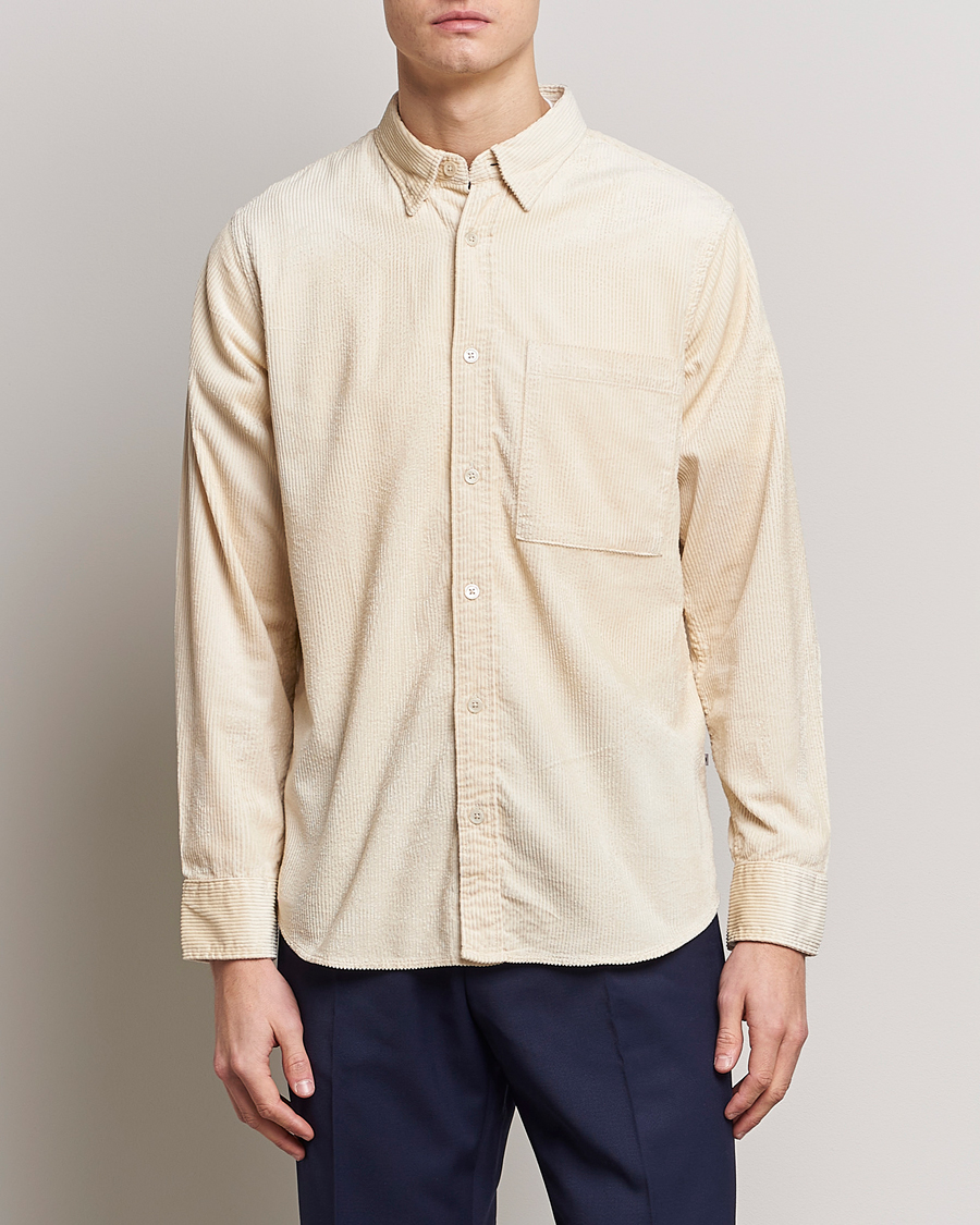 Uomini | Camicie | NN07 | Cohen Tencel Corduroy Shirt Ecru
