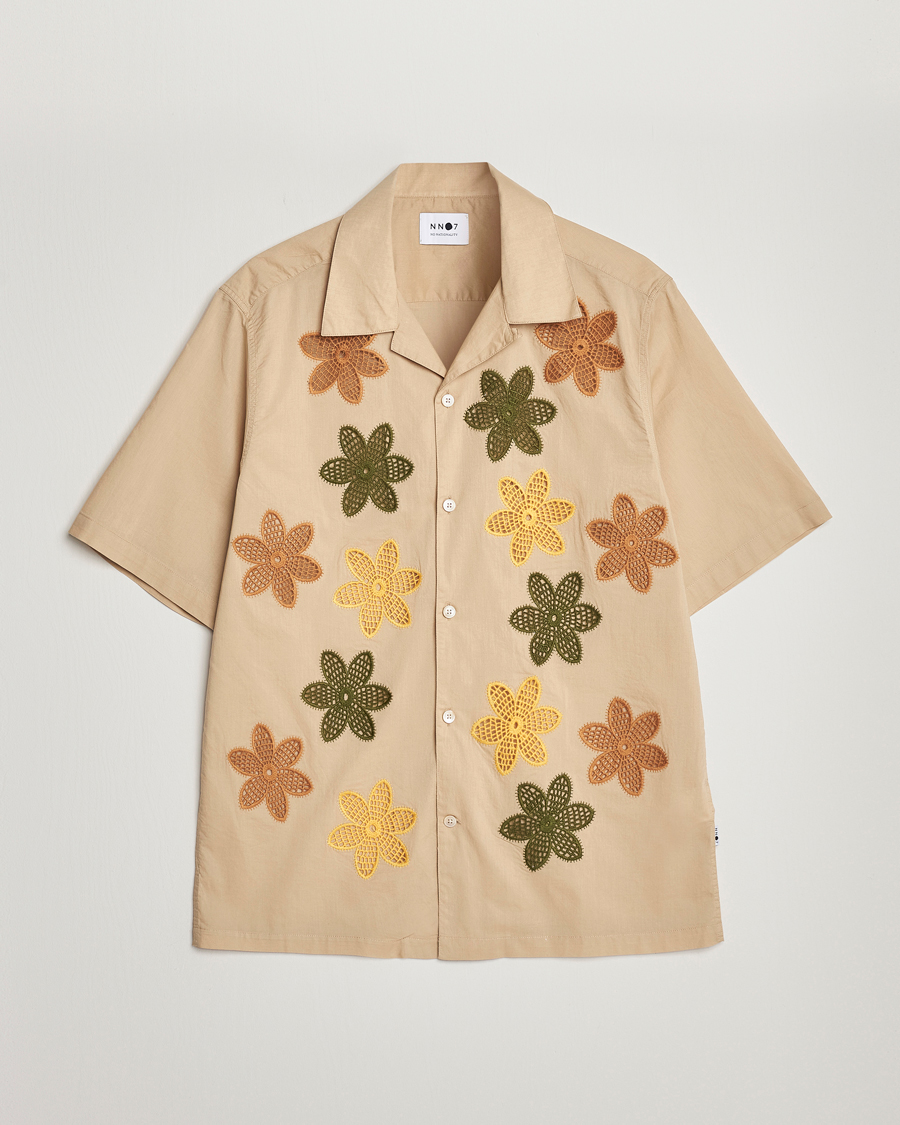 Uomini | Camicie | NN07 | Julio Flower Short Sleeve Shirt Cream