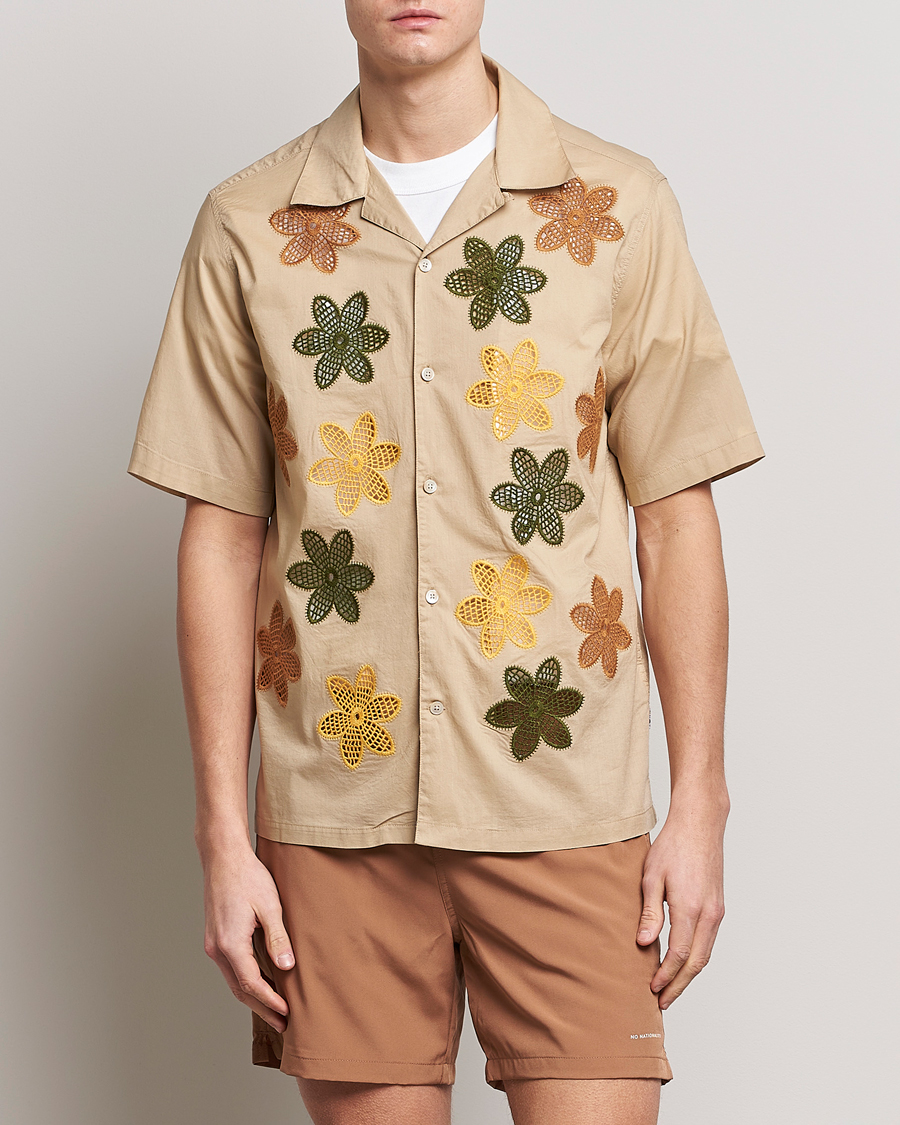 Uomini | Camicie | NN07 | Julio Flower Short Sleeve Shirt Cream
