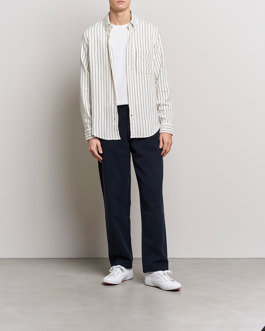 Uomini | Camicie | NN07 | Arne Linen Striped Shirt Navy/White