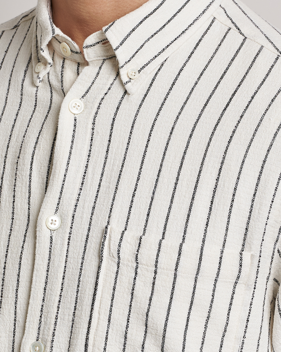 Uomini | Camicie | NN07 | Arne Linen Striped Shirt Navy/White
