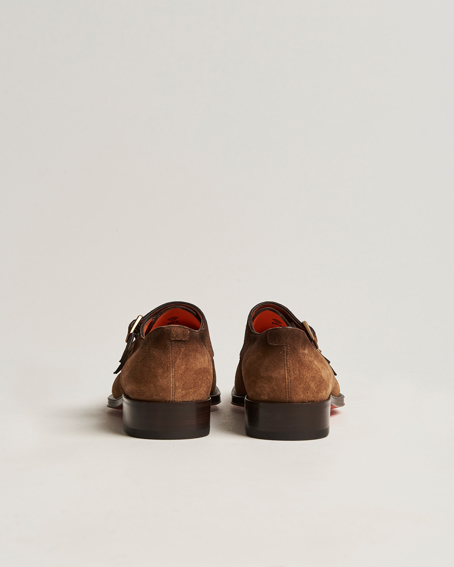 Uomini | Santoni Double Monk Shoe Brown Suede | Santoni | Double Monk Shoe Brown Suede