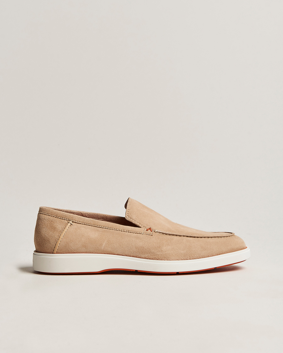 Uomini | Santoni Summer Loafer Beige Suede | Santoni | Summer Loafer Beige Suede