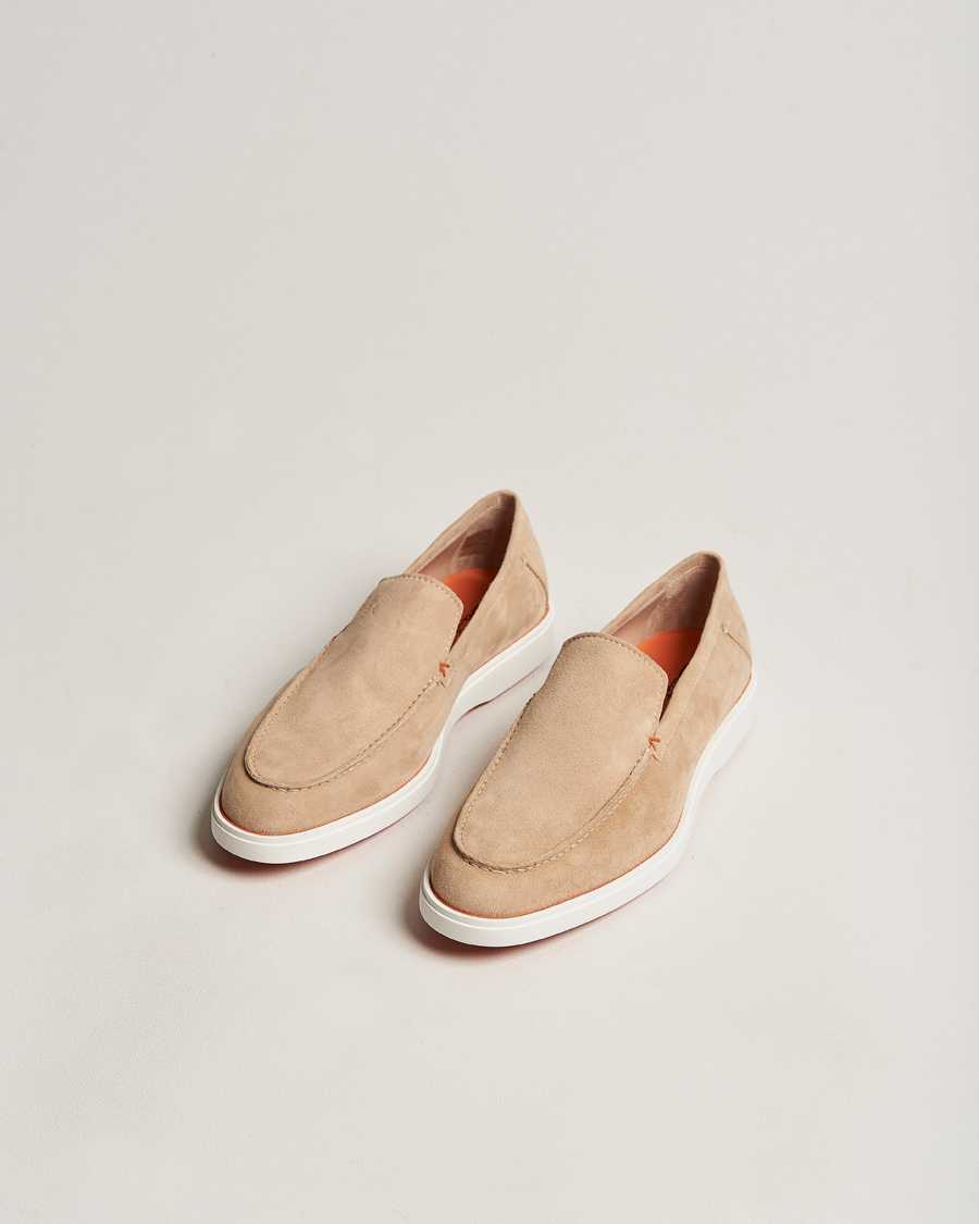 Uomini | Santoni Summer Loafer Beige Suede | Santoni | Summer Loafer Beige Suede