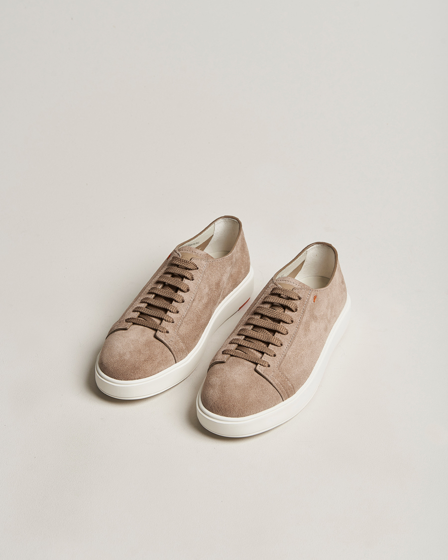Uomini | Santoni Plain Sneaker Beige Suede | Santoni | Plain Sneaker Beige Suede