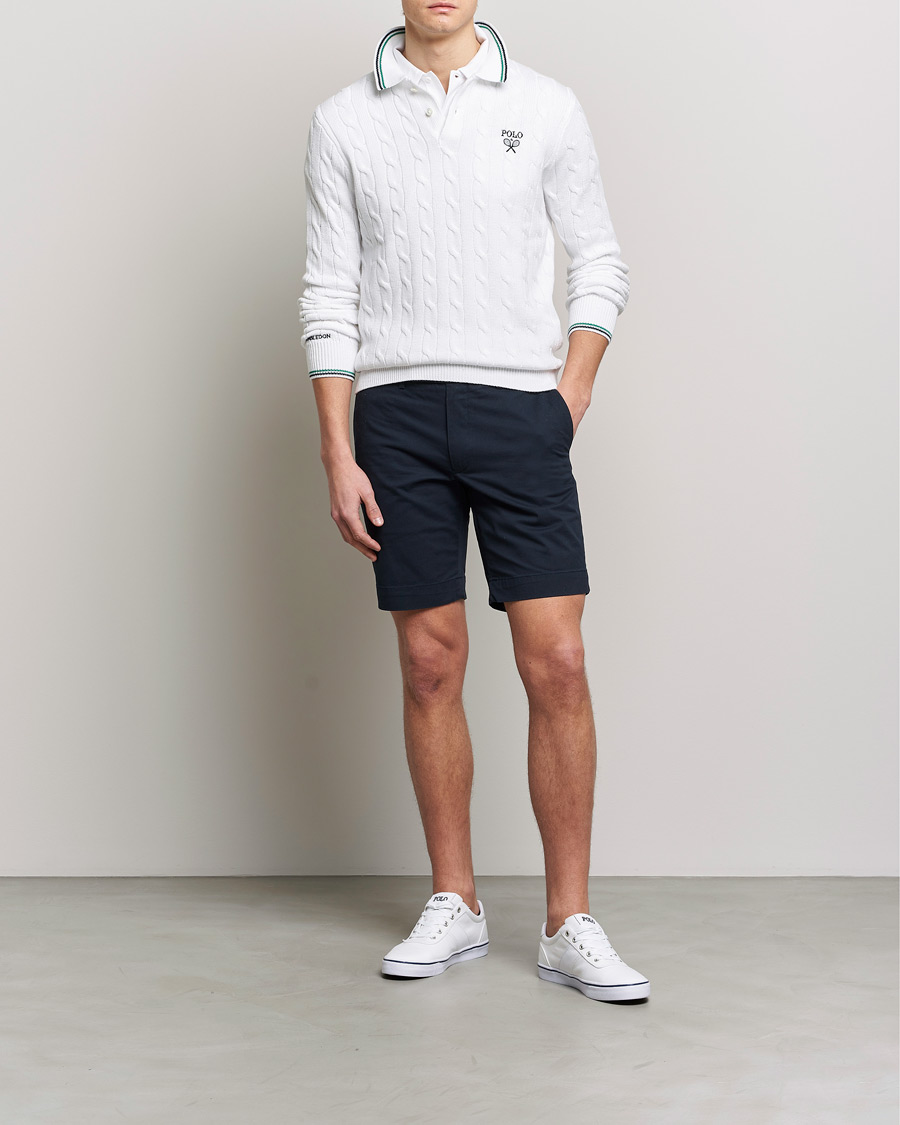 Uomini | Maglieria | Polo Ralph Lauren | Cotton Cable Knitted Polo Ceramic White