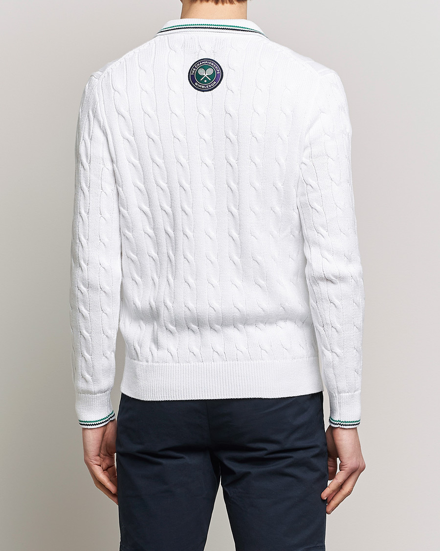 Uomini | Maglieria | Polo Ralph Lauren | Cotton Cable Knitted Polo Ceramic White