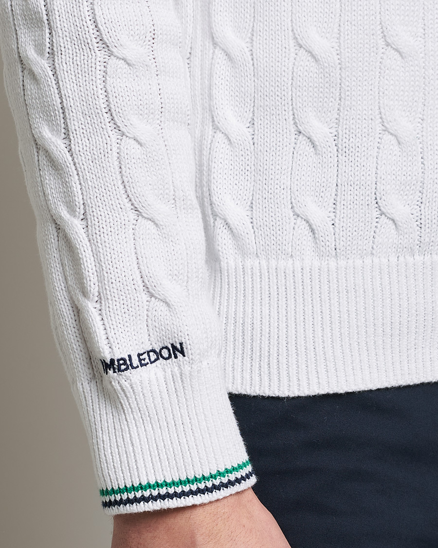 Uomini | Maglieria | Polo Ralph Lauren | Cotton Cable Knitted Polo Ceramic White