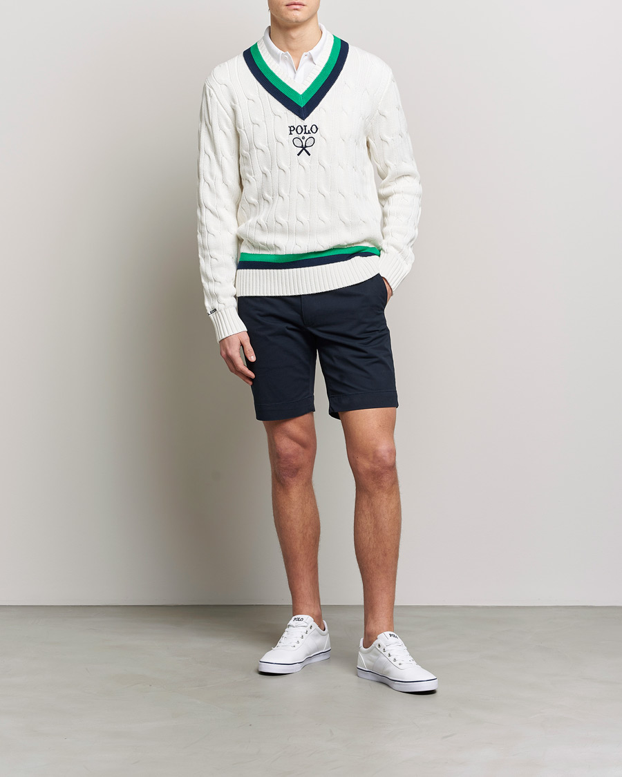 Uomini | Maglieria | Polo Ralph Lauren | Knitted V-Neck Cricket Sweater Ceramic White