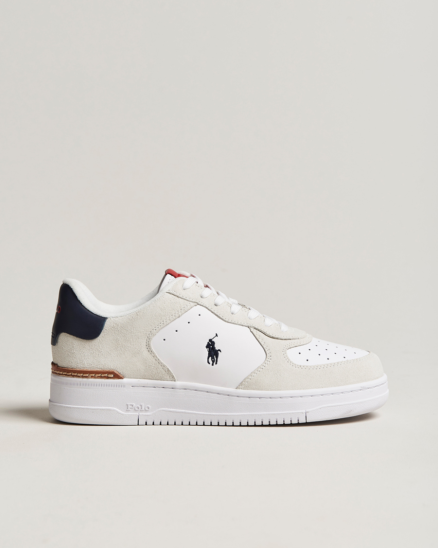 Uomini | Polo Ralph Lauren Masters Court Suede Sneaker White/Navy/Red | Polo Ralph Lauren | Masters Court Suede Sneaker White/Navy/Red