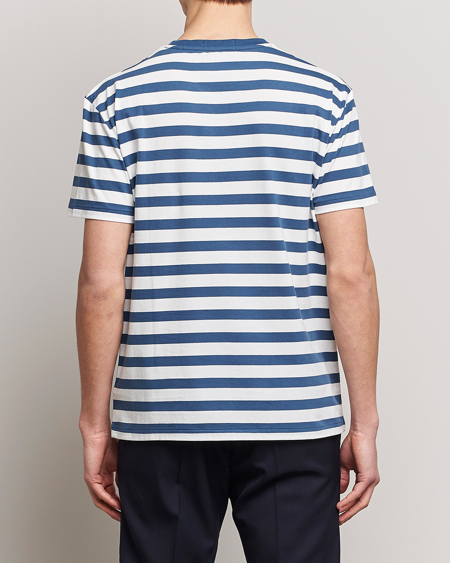 Uomini | T-shirt | Polo Ralph Lauren | Brushed Spa Jersey Striped Crew Neck T-Shirt White/Blue